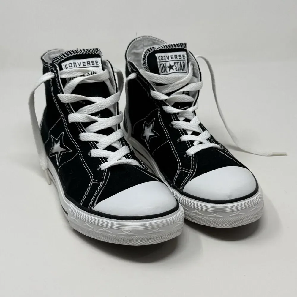 Converse One Star Sneakers Kids Juniors Size 3 Black Canvas High Top Shoes
